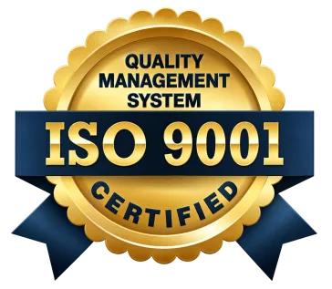 ISO 9001 certified quality management system badge