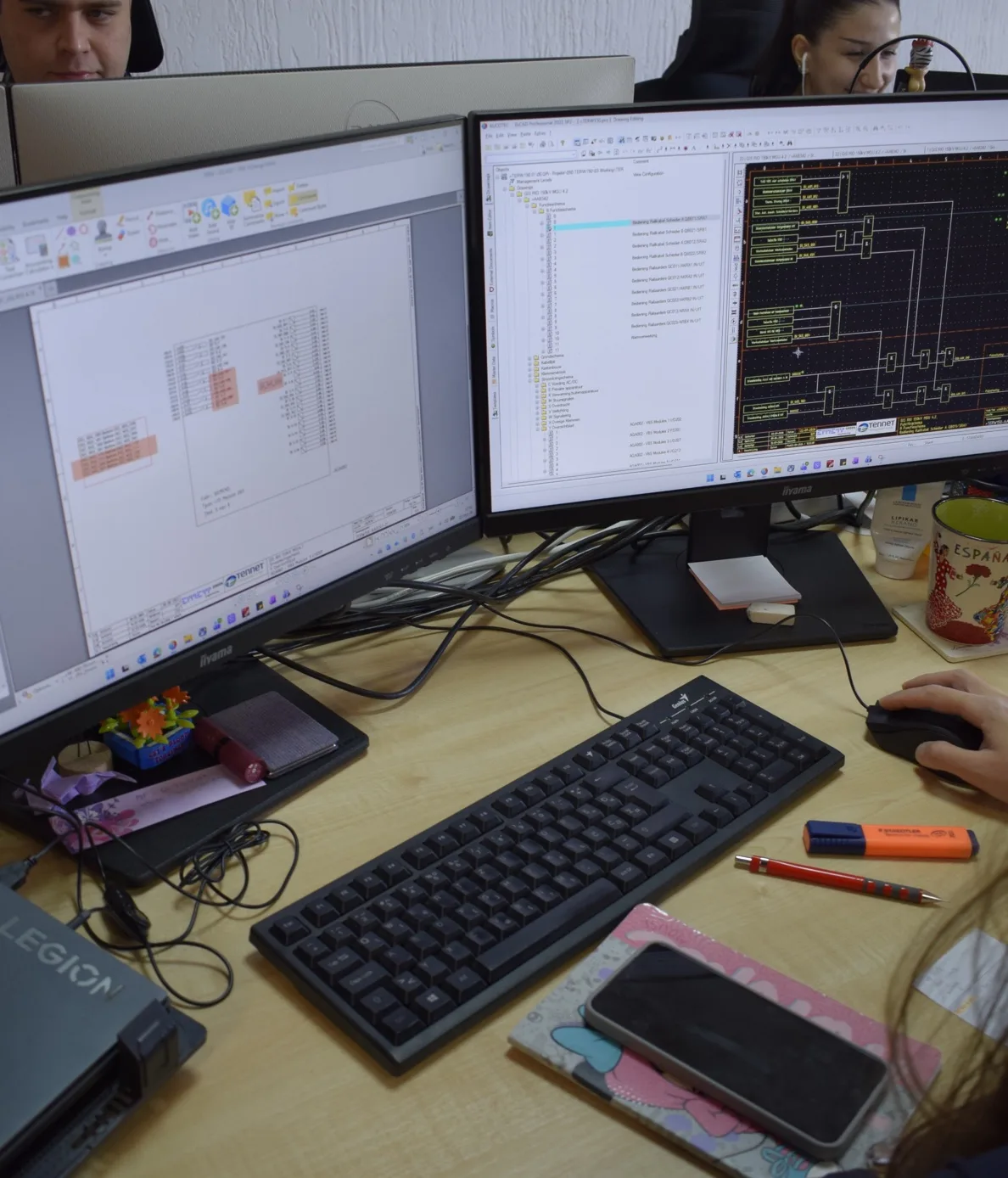Engineering design work at a desk
